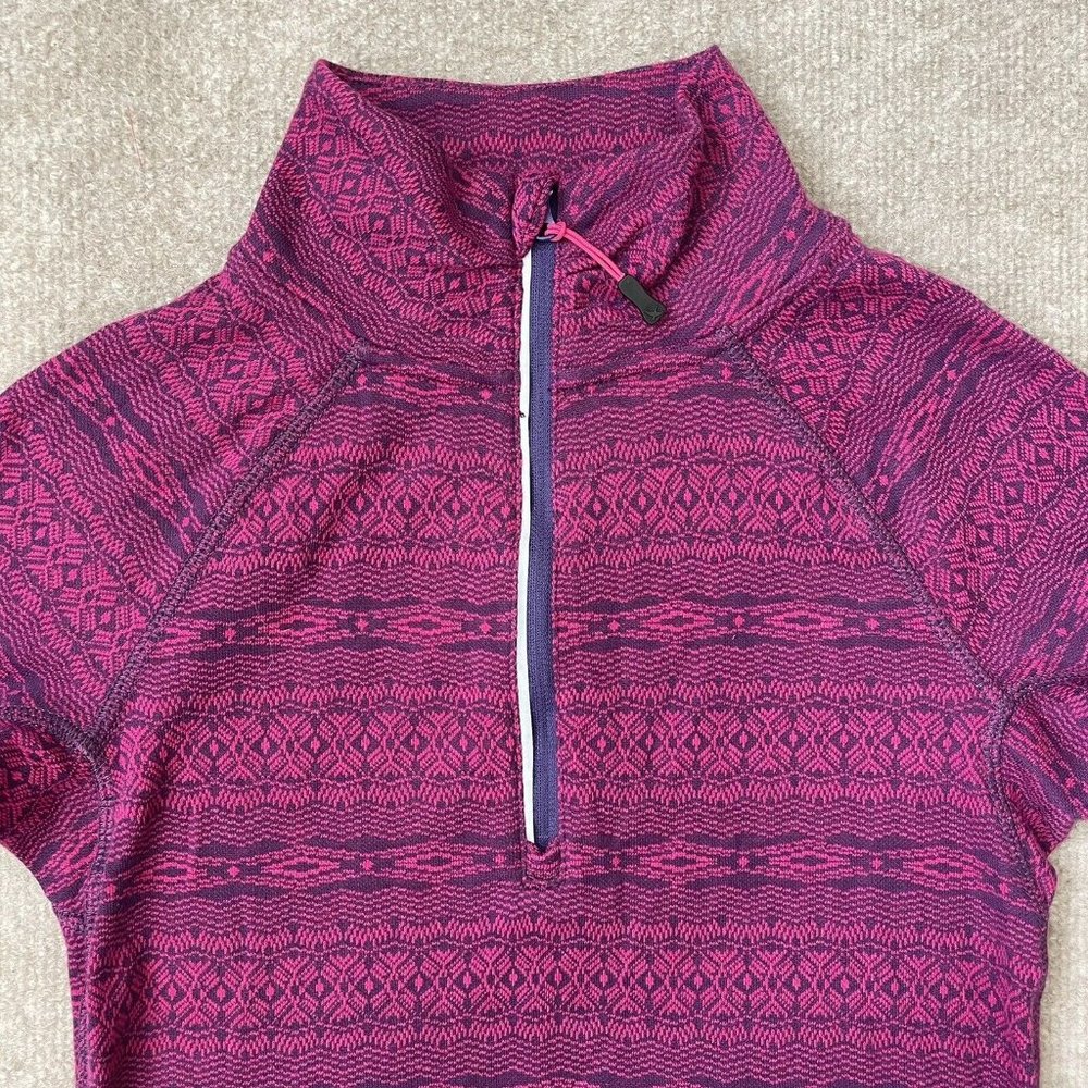Eddie Bauer Quarter Zip Womens Small Purple Pink Knit Top Shirt Sweater Pullover - Picture 2 of 9